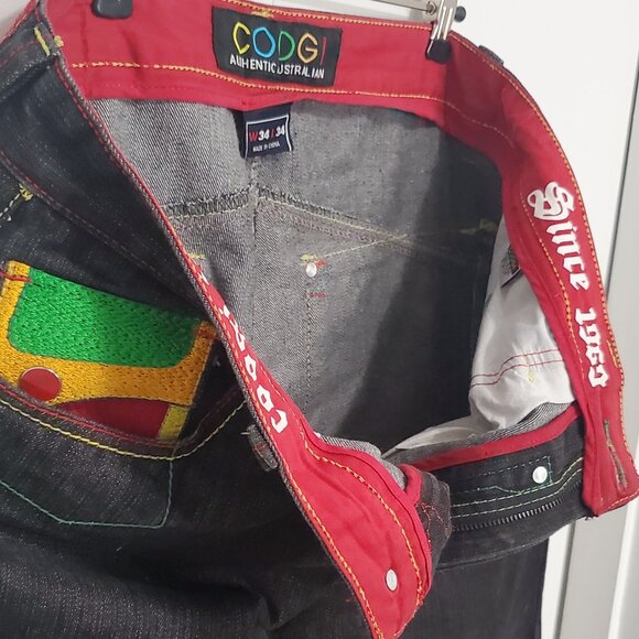 Authentic COOGI Men's Jeans Colorful Embroidered Yellow, Green, Blue, Red- 34x34 - Picture 10 of 14